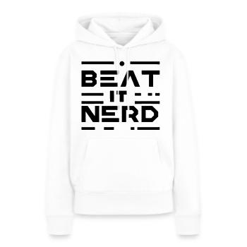 Battez-le Nerd 16 - Sweat à capuche Premium bio Femme - blanc - Devant - Julia (174cm)