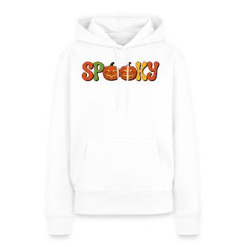 Spooky Kürbis Schriftzug - Frauen Premium Bio Hoodie - Weiß - Vorne - Julia (174cm)