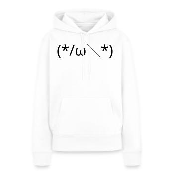 Émotique embarrassée (*/ω\*) Timide Kaomoji - Sweat à capuche Premium bio Femme - blanc - Devant - Julia (174cm)