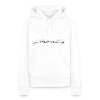 continue à respirer - Sweat à capuche Premium bio Femme - blanc - Devant - Julia (174cm)