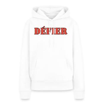 DÉFIER - Sweat à capuche Premium bio Femme - blanc - Devant - Julia (174cm)