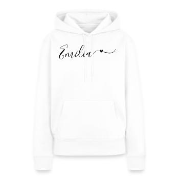 Prénom Emilia Prénom décoratif - Sweat à capuche Premium bio Femme - blanc - Devant - Julia (174cm)