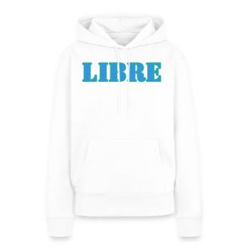 LIBRE - Sweat à capuche Premium bio Femme - blanc - Devant - Julia (174cm)