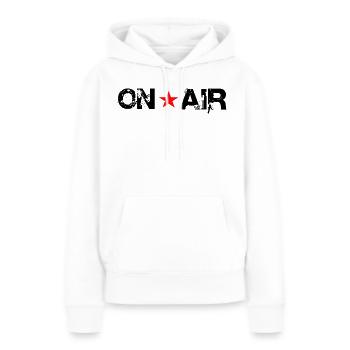 Immer auf Sendung - Frauen Premium Bio Hoodie - Weiß - Vorne - Julia (174cm)