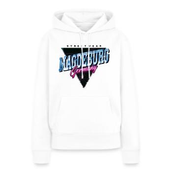 Magdebourg Allemagne City Skyline Vintage Rétro - Sweat à capuche Premium bio Femme - blanc - Devant - Julia (174cm)
