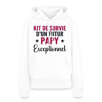 Personalisiertes Geschenk für den zukünftigen Opa Survival Kit - Frauen Premium Bio Hoodie - Weiß - Vorne - Julia (174cm)