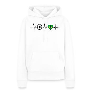 Brasilien Fußball Herzschlag Flagge Brasili  - Frauen Premium Bio Hoodie - Weiß - Vorne - Julia (174cm)