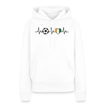 Côte d’Ivoire Football Heartbeat Côte d’Ivoire - Sweat à capuche Premium bio Femme - blanc - Devant - Julia (174cm)
