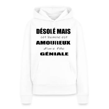 Homme Amoureux - Sweat à capuche Premium bio Femme - blanc - Devant - Julia (174cm)