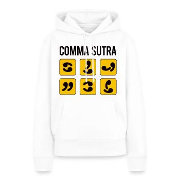 Virgule Sutra Drôle - Sweat à capuche Premium bio Femme - blanc - Devant - Julia (174cm)
