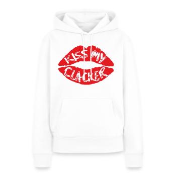 Kiss My Clacker Mistress Dita inspirierte Clem Wear - Frauen Premium Bio Hoodie - Weiß - Vorne - Julia (174cm)