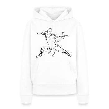 Kung Fu Shaolin Moine - Sweat à capuche Premium bio Femme - blanc - Devant - Julia (174cm)
