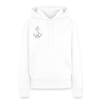 « Lâcher prise » écrit sur une ancre - Sweat à capuche Premium bio Femme - blanc - Devant - Julia (174cm)
