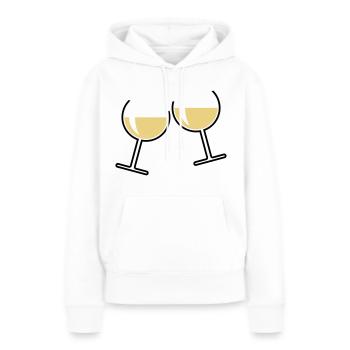 2 verres à vin blanc (vin blanc / vin / rond ouvert 2C) - Sweat à capuche Premium bio Femme - blanc - Devant - Julia (174cm)