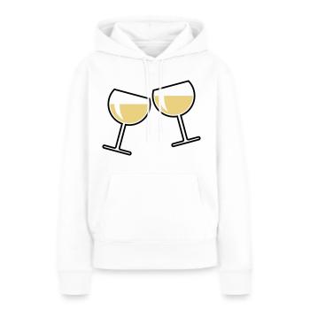 2 verres à vin blanc (vin blanc / vin / rond à / 2C) - Sweat à capuche Premium bio Femme - blanc - Devant - Julia (174cm)
