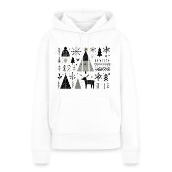 Skandinavische Weihnachtselemente mit Rentier - Frauen Premium Bio Hoodie - Weiß - Vorne - Julia (174cm)