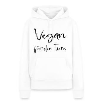 Vegan für die Tiere - Frauen Premium Bio Hoodie - Weiß - Vorne - Julia (174cm)