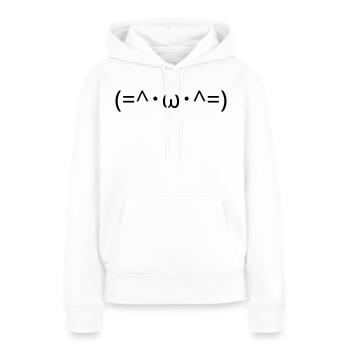 Chats Émote (=^・ω・^=) Chat mignon Kaomoji - Sweat à capuche Premium bio Femme - blanc - Devant - Julia (174cm)
