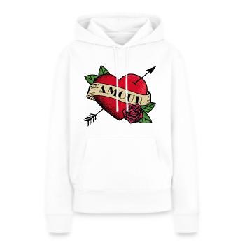 Herz Tattoo Amour - Frauen Premium Bio Hoodie - Weiß - Vorne - Julia (174cm)