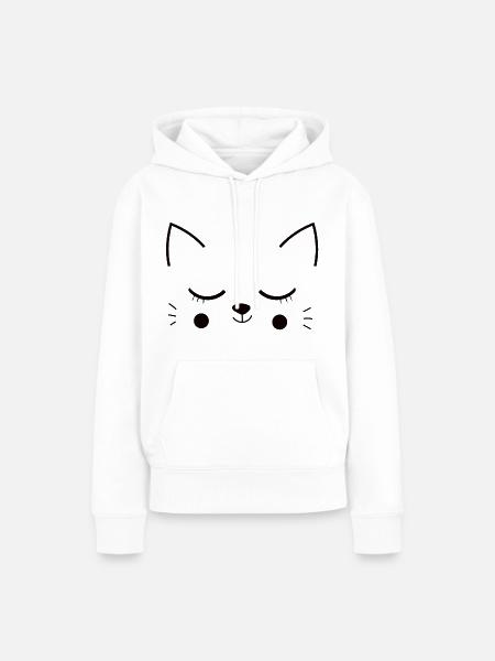 Katze Katzenkopf - Frauen Premium Bio Hoodie - Weiß