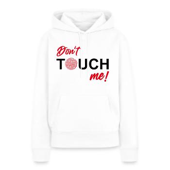 Ne me touchez pas - Empreinte digitale - Sweat à capuche Premium bio Femme - blanc - Devant - Julia (174cm)