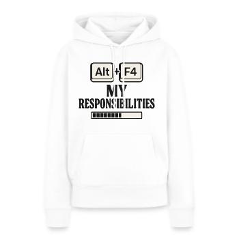 Alt F4 Mes responsabilités Art - Sweat à capuche Premium bio Femme - blanc - Devant - Julia (174cm)