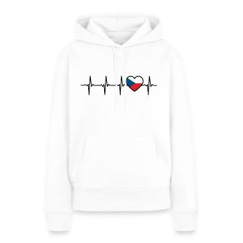 Drapeau tchèque Heartbeat Tchèque - Sweat à capuche Premium bio Femme - blanc - Devant - Julia (174cm)