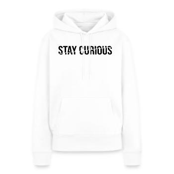Restez curieux - Sweat à capuche Premium bio Femme - blanc - Devant - Julia (174cm)
