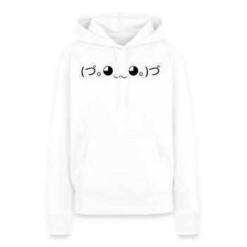 Émoticône de câlin (づ。 ◕‿‿◕｡ )づ Câlins - Sweat à capuche Premium bio Femme - blanc - Devant - Julia (174cm)