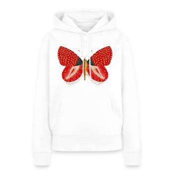 Graphique Vintage Papillon Fraise - Sweat à capuche Premium bio Femme - blanc - Devant - Julia (174cm)