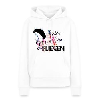 Echte Mädchen fliegen Gleitschirm Paragliding - Frauen Premium Bio Hoodie - Weiß - Vorne - Julia (174cm)