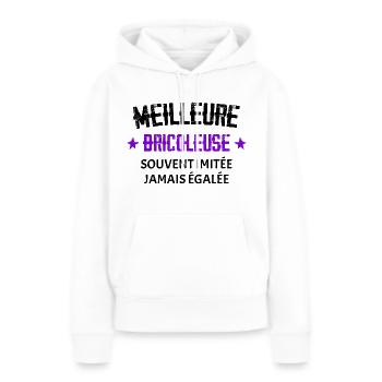 Femme Humour Bricolage fille meilleure bricoleuse - Sweat à capuche Premium bio Femme - blanc - Devant - Julia (174cm)