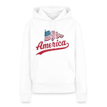 Amerika Flagge - Frauen Premium Bio Hoodie - Weiß - Vorne - Julia (174cm)