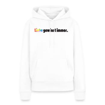 Liebe gewinnt immer Frieden Statement Vielfalt - Frauen Premium Bio Hoodie - Weiß - Vorne - Julia (174cm)