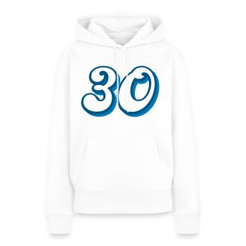 30 ans d’anniversaire Félicitations - Sweat à capuche Premium bio Femme - blanc - Devant - Julia (174cm)