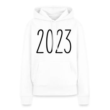 2023 - Jahr - Jahreswechsel - Frauen Premium Bio Hoodie - Weiß - Vorne - Julia (174cm)