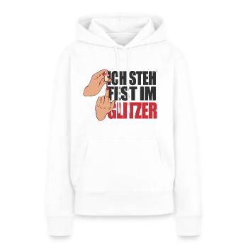 Fest im Glitzer Mittelfinger Nagellack Finger Frau - Frauen Premium Bio Hoodie - Weiß - Vorne - Julia (174cm)