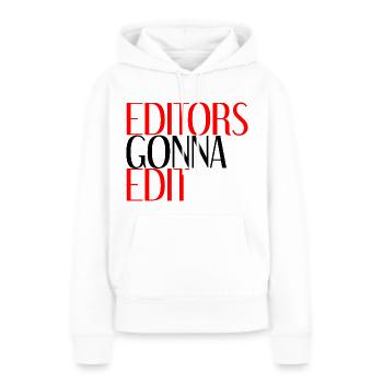 Les éditeurs vont à Edit 4 - Sweat à capuche Premium bio Femme - blanc - Devant - Julia (174cm)