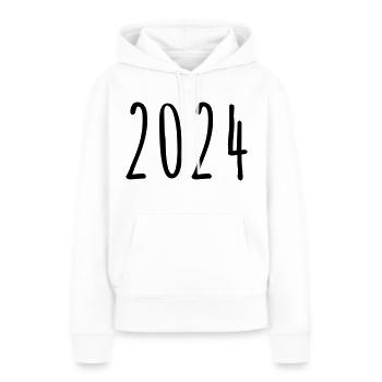 2024 - Jahr - Jahreswechsel - Frauen Premium Bio Hoodie - Weiß - Vorne - Julia (174cm)