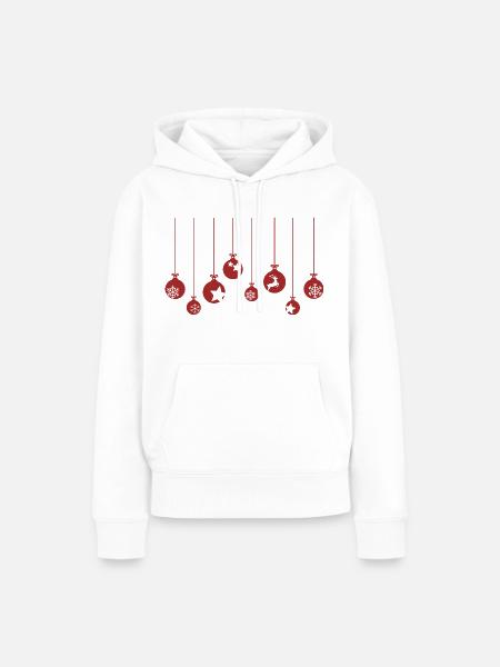 Weihnachtskugeln in dunkelrot - Frauen Premium Bio Hoodie - Weiß