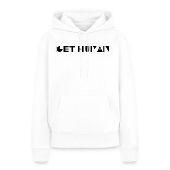 Soyez humain - Sweat à capuche Premium bio Femme - blanc - Devant - Julia (174cm)
