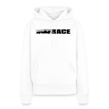 Course - Sweat à capuche Premium bio Femme - blanc - Devant - Julia (174cm)