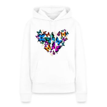 Femme Fille Papillons Daisy Heart - Sweat à capuche Premium bio Femme - blanc - Devant - Julia (174cm)