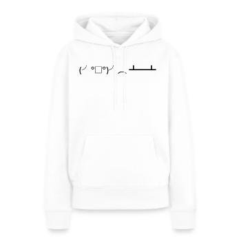 Retournement de table (╯°□°)╯( ┻━┻ Retournement de table - Sweat à capuche Premium bio Femme - blanc - Devant - Julia (174cm)