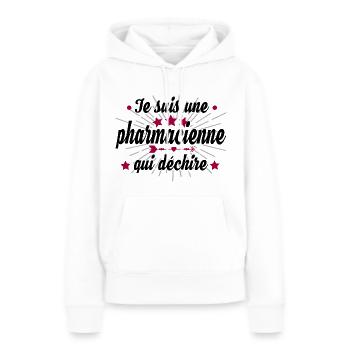 Pharmacienne Pharmacie Pharmacien Métier Humour - Sweat à capuche Premium bio Femme - blanc - Devant - Julia (174cm)