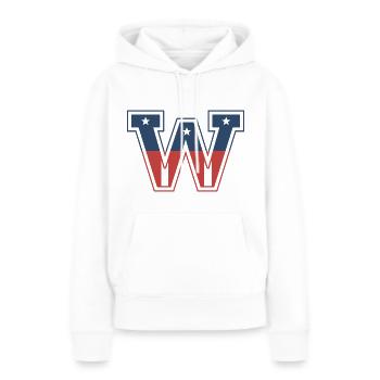 Brief W USA - Frauen Premium Bio Hoodie - Weiß - Vorne - Julia (174cm)