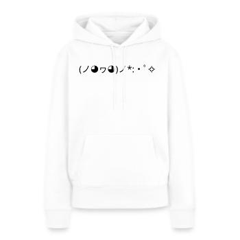 Joie Émoticon (ノ◕ヮ◕)ノ*:・゚✧ Confettis - Sweat à capuche Premium bio Femme - blanc - Devant - Julia (174cm)