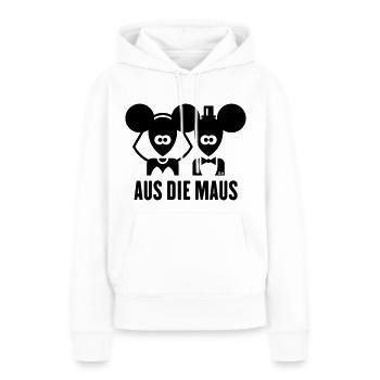 Aus Die Maus (JGA / Polterabend / Hochzeit) - Frauen Premium Bio Hoodie - Weiß - Vorne - Julia (174cm)