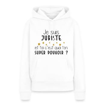 Juriste - Super Pouvoir - Cadeau - Métier - Juge - Sweat à capuche Premium bio Femme - blanc - Devant - Julia (174cm)
