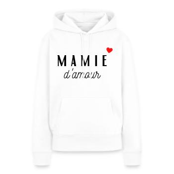 Mamie d'amour - Sweat à capuche Premium bio Femme - blanc - Devant - Julia (174cm)